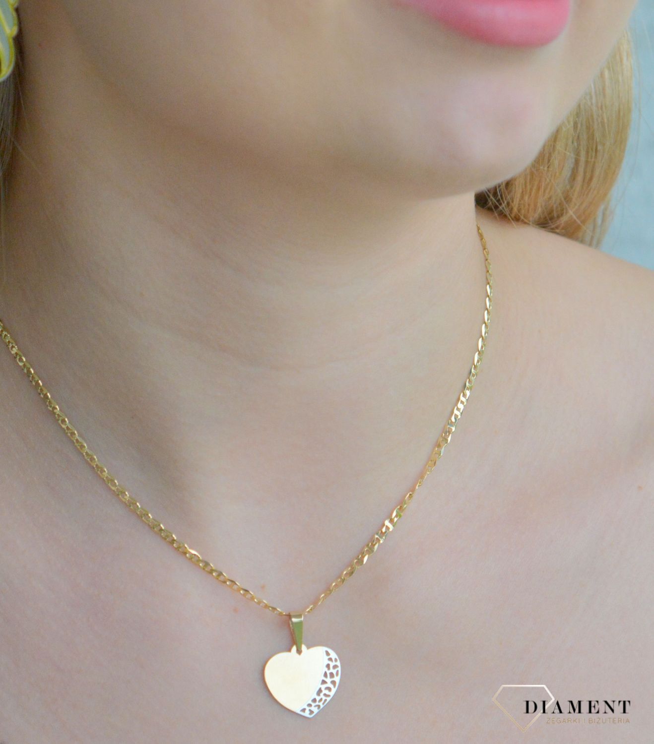 Złota zawieszka 585 Serce z białym złotem ZA 2714C.jpg